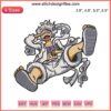 Luffy G5 Embroidery Design: One Piece anime style, featuring Luffy in powerful Gear 5 form. Perfect for machine embroidery.