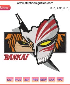 Kurosaki Ichigo Bleach Embroidery Design | Anime Manga Machine Embroidery | Detailed Bleach Character Stitch Pattern