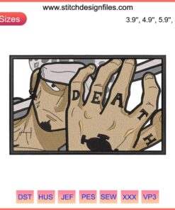Trafalgar D. Water Law Embroidery Design | One Piece Anime Machine Embroidery File | DIY Craft Pattern