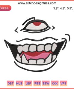 Sukuna Face Embroidery File | Jujutsu Kaisen Anime Design | Intricate Embroidered Sukuna Pattern for Sewing Projects