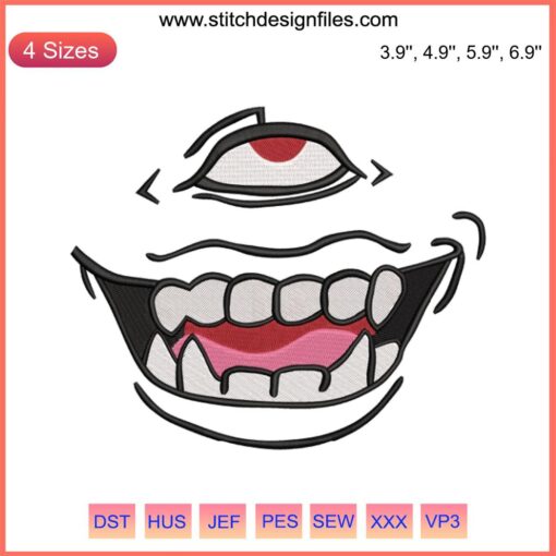 Sukuna Face Embroidery File | Jujutsu Kaisen Anime Design | Intricate Embroidered Sukuna Pattern for Sewing Projects