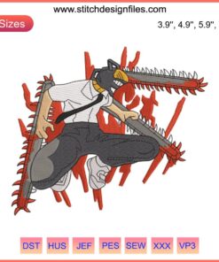Chainsaw Man Denji and Pochita Machine Embroidery Design | Anime Embroidery Pattern | Digital Stitch Art