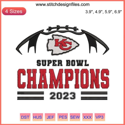 Kansas City Chiefs 2023 Champions Super Bowl LIV NFL Embroidery File | Machine Embroidery Design