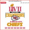 Kansas City Chiefs LVII Super Bowl Champions 2023 embroidery design file, featuring vibrant championship motifs and KC logo.