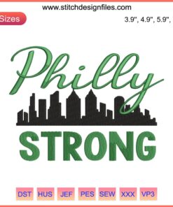 Philadelphia Eagles Philly Strong Football Embroidery Design File, bold team-themed digital graphic, perfect for machine embroidery.