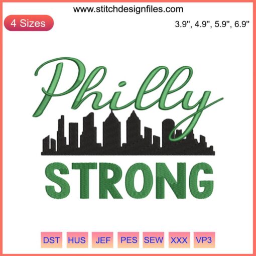 Philadelphia Eagles Philly Strong Football Embroidery Design File, bold team-themed digital graphic, perfect for machine embroidery.