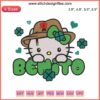 Hello Kitty Embroidery Design with Bad Bunny and Lucky Shamrock for Patrick’s Day - Digital File Download.