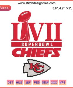 Kansas City Chiefs Super Bowl LVII Embroidery Design | American Football Machine Embroidery