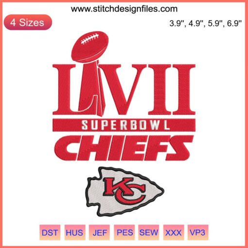 Kansas City Chiefs Super Bowl LVII Embroidery Design | American Football Machine Embroidery