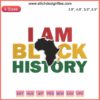 Afro woman silhouette with "I Am Black History" text, celebrating Black Lives Matter in vibrant embroidery design.