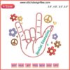 Vintage embroidery design featuring a retro, hippie-inspired special education teacher theme. Vibrant and colorful stitches.