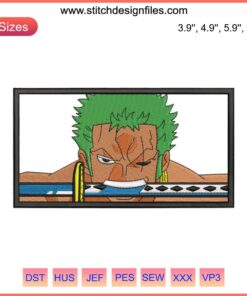 Zoro Embroidery Design File - One Piece Anime, Roronoa Zoro Silhouette, Digital Art for DIY Projects, Downloadable Pattern.