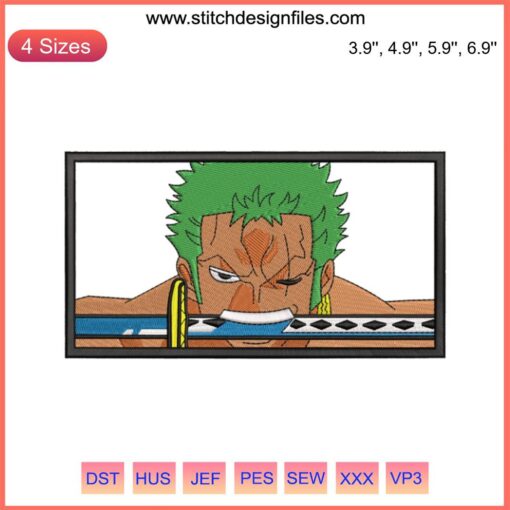 Zoro Embroidery Design File - One Piece Anime, Roronoa Zoro Silhouette, Digital Art for DIY Projects, Downloadable Pattern.