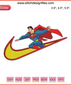 Superman Nike Embroidery: Batman Superhero Design File featuring iconic superhero logos for custom apparel crafts.