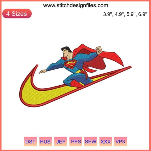 Superman Nike Embroidery: Batman Superhero Design File featuring iconic superhero logos for custom apparel crafts.