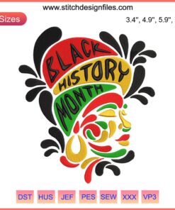 African American black women embroidery design, perfect for Black History Month. Celebrate culture with this digital embroidery file.