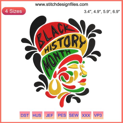 African American black women embroidery design, perfect for Black History Month. Celebrate culture with this digital embroidery file.