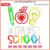 Colorful "100 Days Brighter" embroidery design with crayons, perfect for teacher's 100th day of school project.