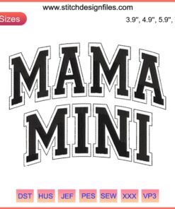 Mama and Mini Embroidery Design File: Mother's Day-themed embroidery with mother and daughter motif, perfect for custom gifts.