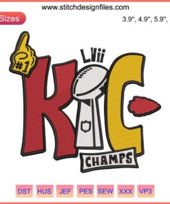 "KC Chiefs Super Bowl Champions Embroidery Design File: Bold Kansas City Chiefs Logo, Perfect for Embroidery Projects"