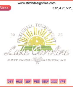 Lake Caroline Pickleball Tournament 2023 Embroidery Design | Pickleball Player Club Graphic File