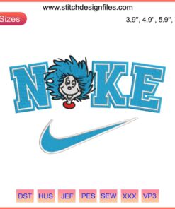 Dr. Seuss embroidery design featuring Cat in the Hat and Green Eggs and Ham, showcasing unique Swoosh Trends style.
