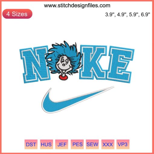 Dr. Seuss embroidery design featuring Cat in the Hat and Green Eggs and Ham, showcasing unique Swoosh Trends style.