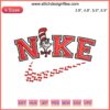 Cat in the Hat Nike-inspired swoosh embroidery featuring Dr. Seuss design with red and white stripes.
