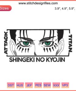 "Eren Yeager Eyes Embroidery, Attack on Titan Shingeki no Kyojin Design, intense gaze, intricate detail, fan art embroidery"