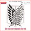 "Attack on Titan Wings of Freedom Embroidery Design File - Intricate anime-inspired wings emblem for DIY projects."