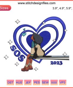 SZA SOS Tour 2023 Embroidery Design | Kill Bill SZA Machine Embroidery File, featuring detailed, tour-themed pattern.