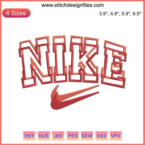 Nike Overlapping Embroidery Sports Logo Design File featuring intricate, layered swoosh and vibrant colors for dynamic branding.