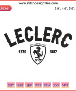 Vintage Charles Leclerc F1 Embroidery Design File, Retro Formula 1, Bootleg Style, Racing Art, DIY Embroidery Pattern