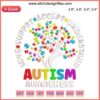 Colorful Autism Awareness Tree Embroidery featuring "Love Accept Support Autistic" text in a machine design.