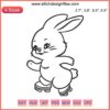Cute rabbit roller skating embroidery design, perfect for skate lovers, 2023 trend, vibrant style for apparel customization.