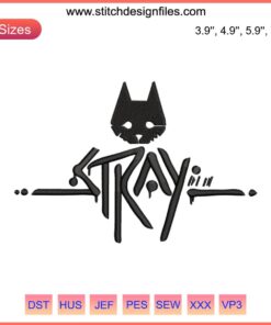 Stray Cats Logo Embroidery Design: Download Stray Game-themed digital embroidery file with detailed cat logo for DIY projects.