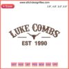 Vintage Luke Combs Est. 1990 Embroidery File, Bull Skull Design, Digital Download, Country Music Embroidery Pattern
