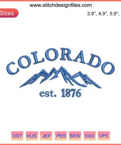 Colorado Est. 1976 Embroidery Design | Vintage Mountain Embroidery File | Colorado Mountain Emblem | Digital Download