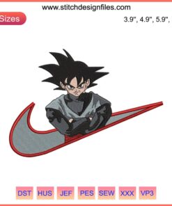 Goku Black Nike Embroidery Design, Dragon Ball Anime Logo, Embroidered File, Unique Digital Art, Anime Merchandise Pattern