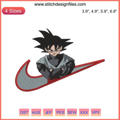 Goku Black Nike Embroidery Design, Dragon Ball Anime Logo, Embroidered File, Unique Digital Art, Anime Merchandise Pattern