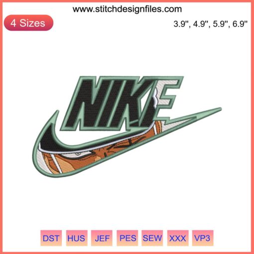 Roronoa Zoro Logo Nike Embroidery Design | One Piece Anime Style | Digital File for Embroidery | Unique Custom Design