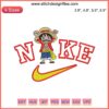 One Piece Luffy Nike Embroidery Logo Design, Anime-Inspired Nike Design, Funny Embroidery File