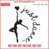 Just Dance Embroidery | Dance Lover Team Design File 2 Embroidery design featuring vibrant dance silhouettes with "Dance Lover Team" text. Perfect for dance enthusiasts.