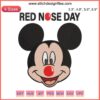 Mickey Mouse with a Red Nose Day themed embroidery, featuring Disney characters Mickey and Minnie in vibrant machine embroidery design.