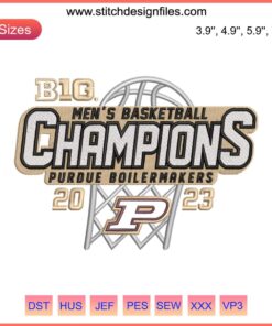 Purdue Boilermakers Big Ten Champs 2023 Men's Basketball Embroidery Design - Trending Sports Gear, College Team Apparel