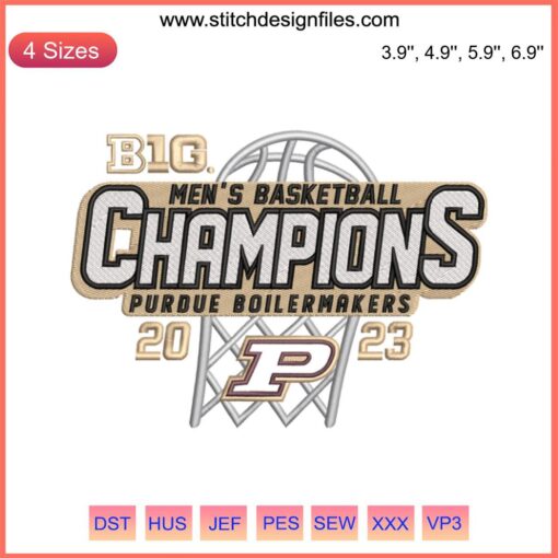 Purdue Boilermakers Big Ten Champs 2023 Men's Basketball Embroidery Design - Trending Sports Gear, College Team Apparel