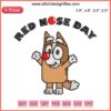 Bluey Bingo Red Nose Day Embroidery: Cute Bingo Heeler with red nose; ideal for machine embroidery designs.