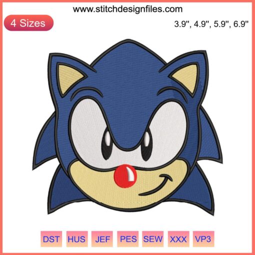 Sonic Red Nose Day 2023 Embroidery Design File: Sonic Face Machine Applique, Festive Embroidery Pattern, Digital Download