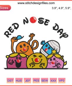 Red Nose Day 2023 Kids Embroidery | Comic Relief Design File | Machine Embroidery Pattern with Fun Red Nose Character
