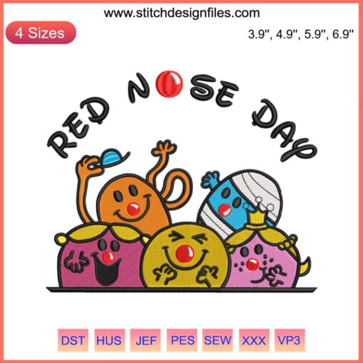 Red Nose Day 2023 Kids Embroidery | Comic Relief Design File | Machine Embroidery Pattern with Fun Red Nose Character